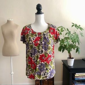 Boden Floral 100% Silk Top Size 10